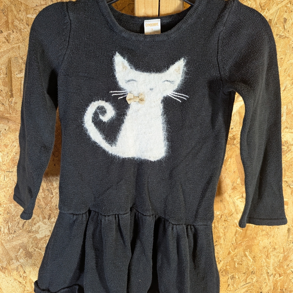 Black Dress with White Cat Design